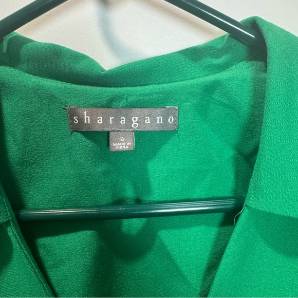 Sharagano Vibrant Green Midi Dress with Tie Sleeves size 6 - Picture 2 of 16